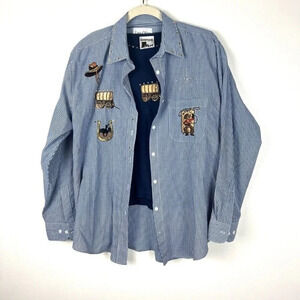 Vintage Women's L Button Down Shirt & T-shirt Western Embellished Cowgirl Granny